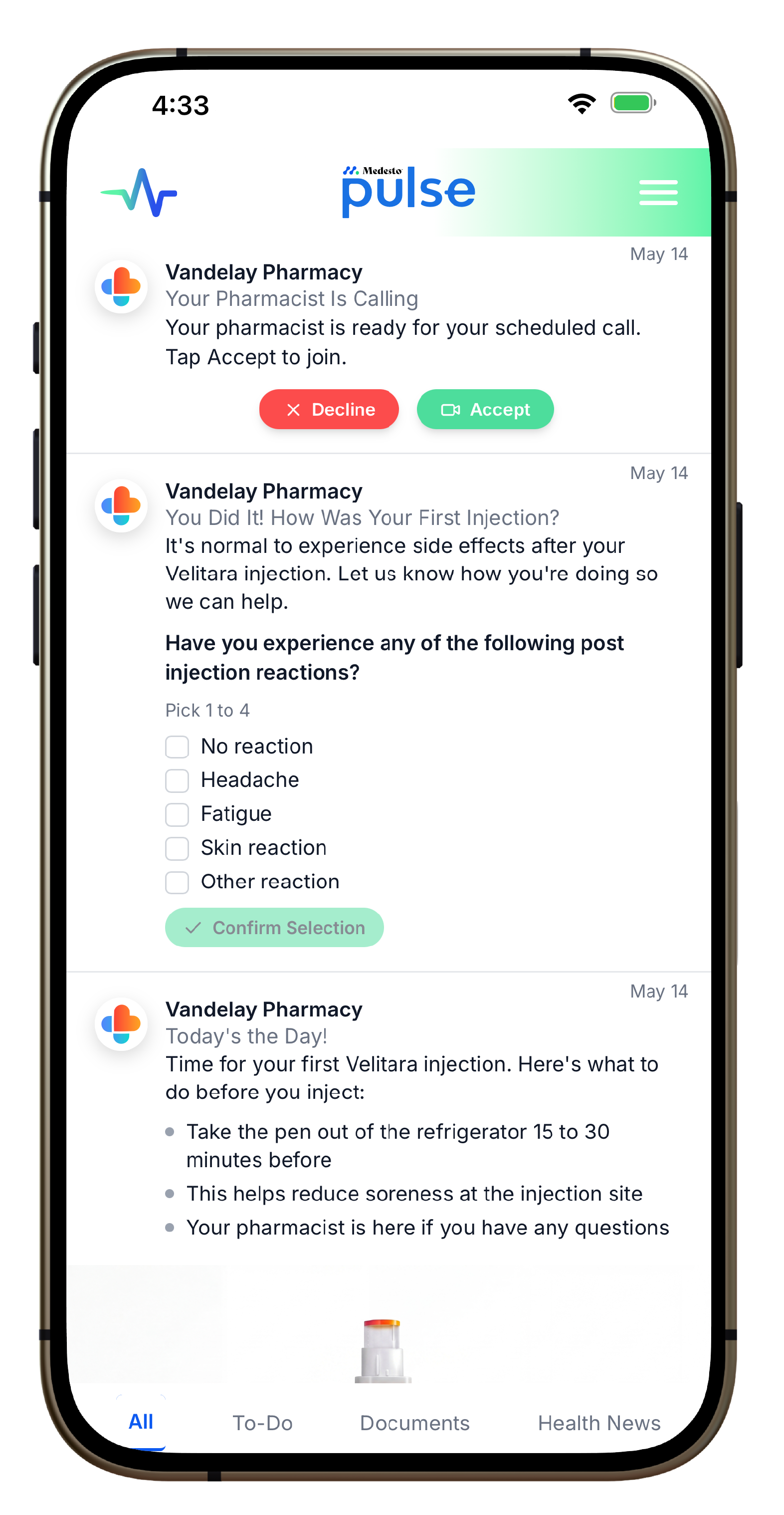 Video call with your pharmacist in Medesto Pulse
